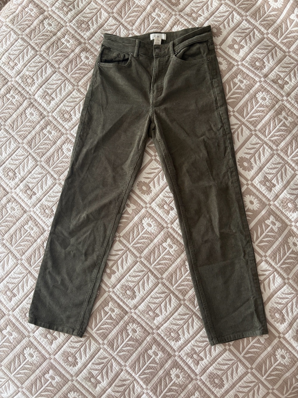 H&M Olive Corduroy Slim Pants